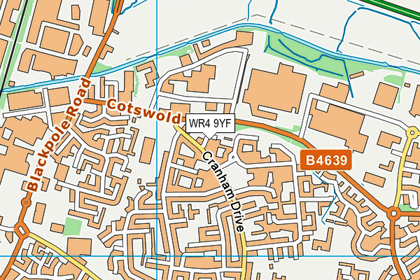 WR4 9YF map - OS VectorMap District (Ordnance Survey)