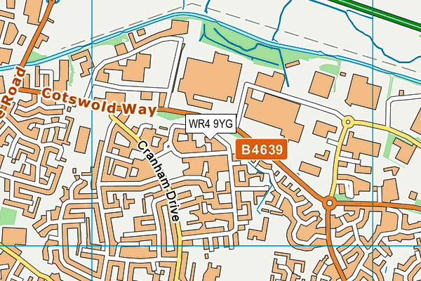 WR4 9YG map - OS VectorMap District (Ordnance Survey)