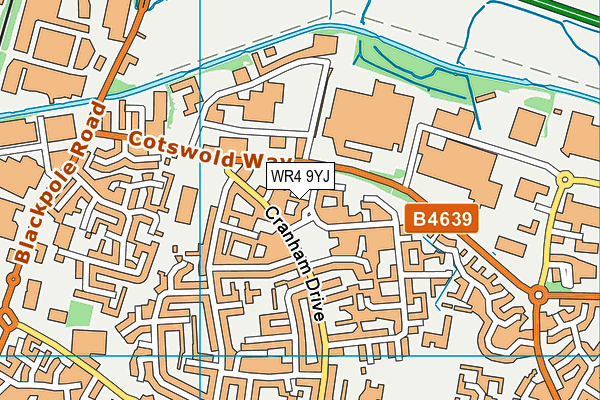 WR4 9YJ map - OS VectorMap District (Ordnance Survey)