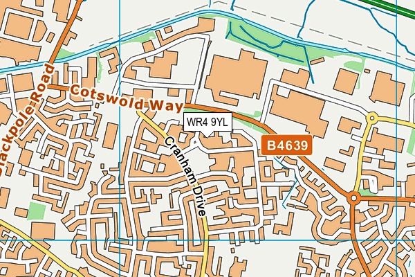 WR4 9YL map - OS VectorMap District (Ordnance Survey)