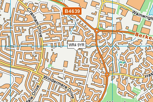 WR4 9YR map - OS VectorMap District (Ordnance Survey)