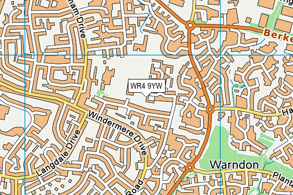 WR4 9YW map - OS VectorMap District (Ordnance Survey)