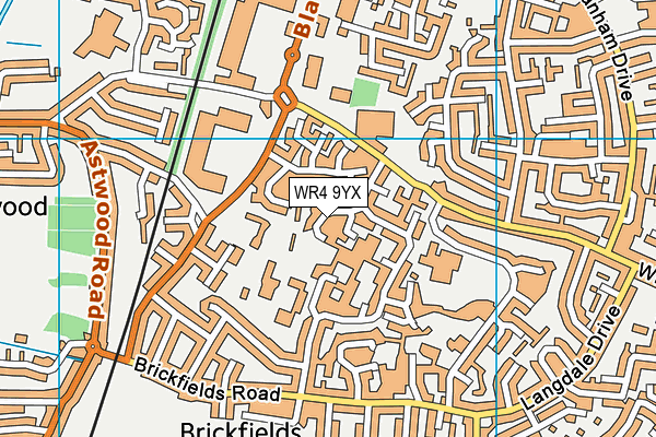 WR4 9YX map - OS VectorMap District (Ordnance Survey)
