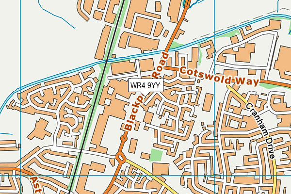 WR4 9YY map - OS VectorMap District (Ordnance Survey)