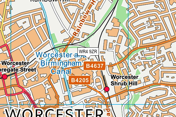 WR4 9ZR map - OS VectorMap District (Ordnance Survey)