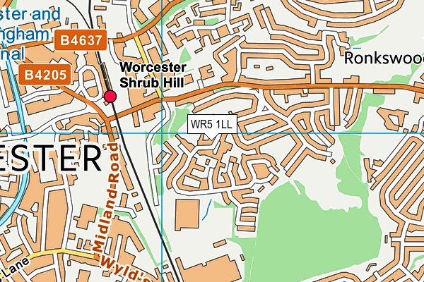 WR5 1LL map - OS VectorMap District (Ordnance Survey)