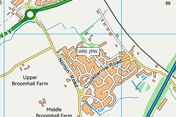 WR5 2PW map - OS VectorMap District (Ordnance Survey)