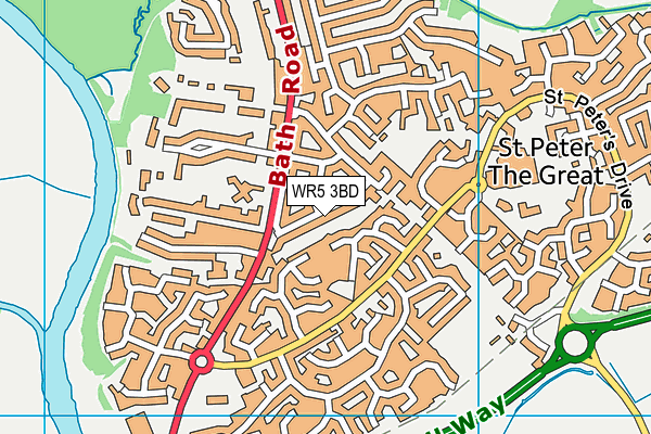 WR5 3BD map - OS VectorMap District (Ordnance Survey)