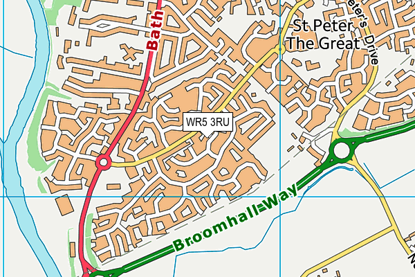 WR5 3RU map - OS VectorMap District (Ordnance Survey)