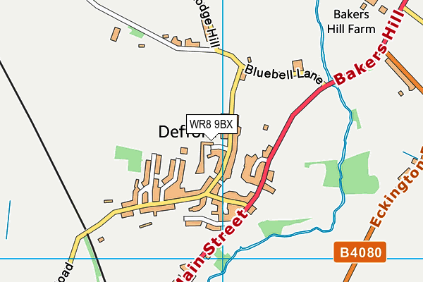 WR8 9BX map - OS VectorMap District (Ordnance Survey)