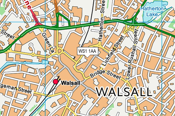 WS1 1AA map - OS VectorMap District (Ordnance Survey)