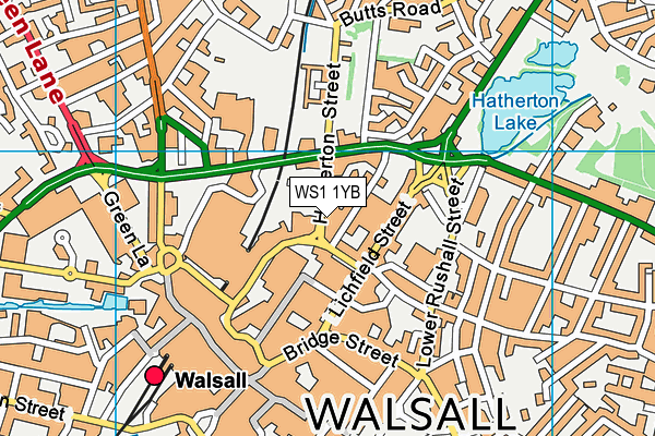 WS1 1YB map - OS VectorMap District (Ordnance Survey)