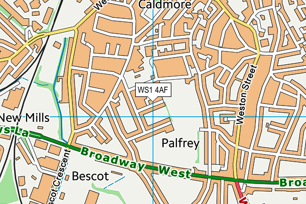 WS1 4AF map - OS VectorMap District (Ordnance Survey)