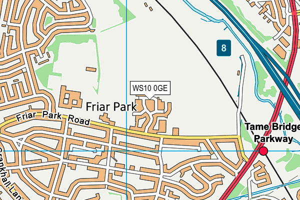 Friar Park Playing Fields map (WS10 0GE) - OS VectorMap District (Ordnance Survey)