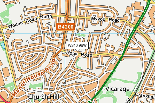 Wood Green Junior School map (WS10 9BW) - OS VectorMap District (Ordnance Survey)