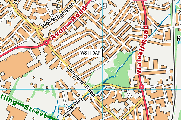 WS11 0AP map - OS VectorMap District (Ordnance Survey)