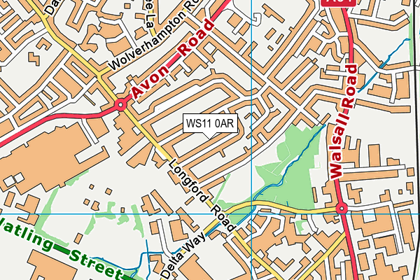 WS11 0AR map - OS VectorMap District (Ordnance Survey)