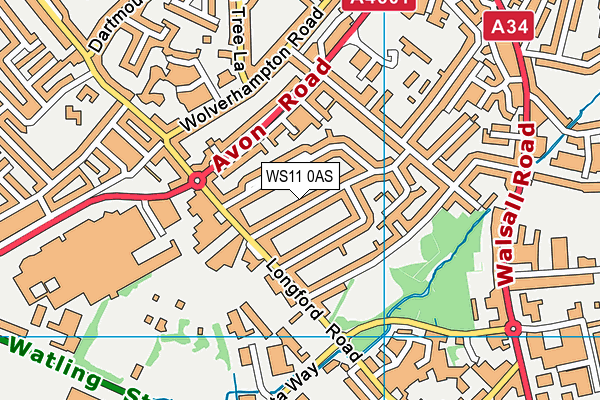 WS11 0AS map - OS VectorMap District (Ordnance Survey)