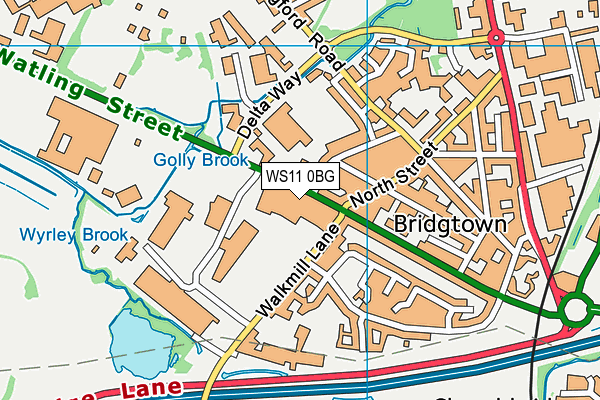 WS11 0BG map - OS VectorMap District (Ordnance Survey)