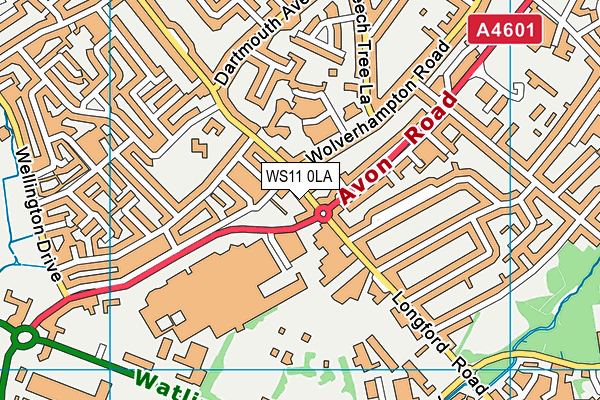 WS11 0LA map - OS VectorMap District (Ordnance Survey)