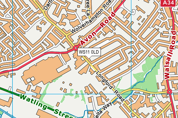 Peak Education - Cannock map (WS11 0LD) - OS VectorMap District (Ordnance Survey)