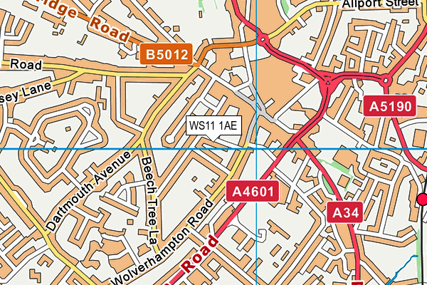 WS11 1AE map - OS VectorMap District (Ordnance Survey)