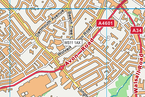 WS11 1AX map - OS VectorMap District (Ordnance Survey)