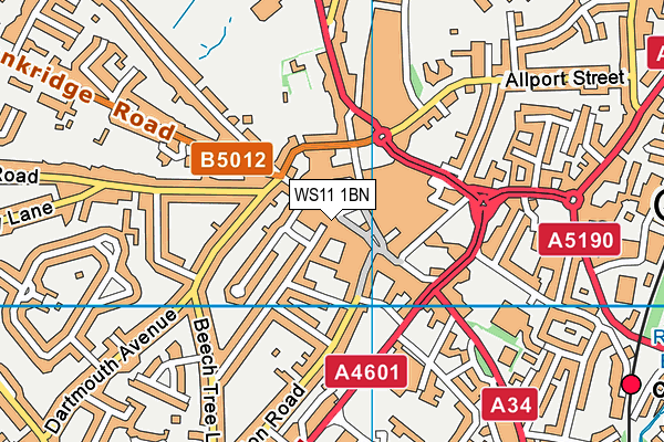 WS11 1BN map - OS VectorMap District (Ordnance Survey)