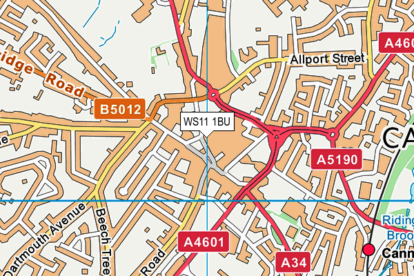 WS11 1BU map - OS VectorMap District (Ordnance Survey)