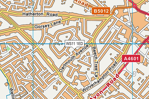 WS11 1ED map - OS VectorMap District (Ordnance Survey)