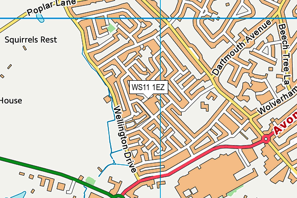 WS11 1EZ map - OS VectorMap District (Ordnance Survey)