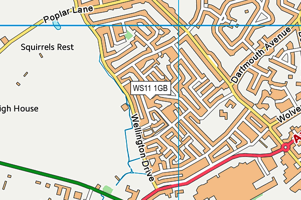 WS11 1GB map - OS VectorMap District (Ordnance Survey)