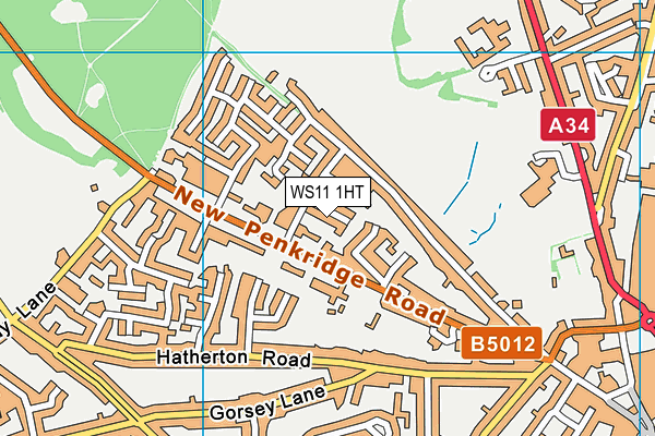WS11 1HT map - OS VectorMap District (Ordnance Survey)