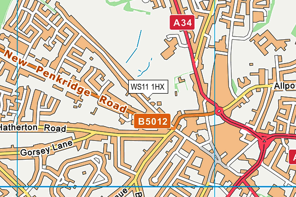 WS11 1HX map - OS VectorMap District (Ordnance Survey)
