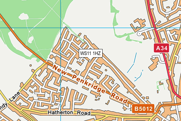 WS11 1HZ map - OS VectorMap District (Ordnance Survey)