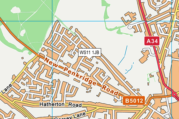 WS11 1JB map - OS VectorMap District (Ordnance Survey)