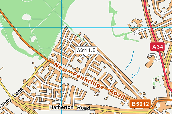 WS11 1JE map - OS VectorMap District (Ordnance Survey)