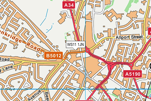 WS11 1JN map - OS VectorMap District (Ordnance Survey)