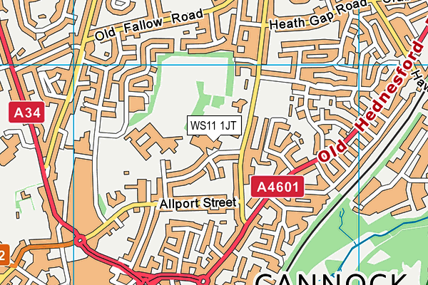 Cannock Chase High School map (WS11 1JT) - OS VectorMap District (Ordnance Survey)