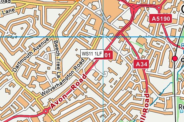 WS11 1LF map - OS VectorMap District (Ordnance Survey)