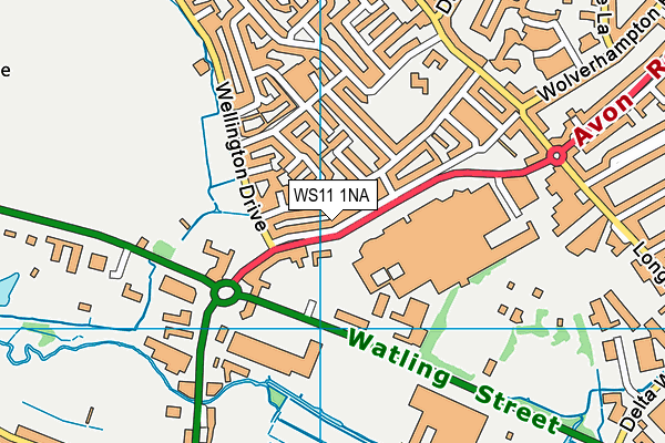 WS11 1NA map - OS VectorMap District (Ordnance Survey)