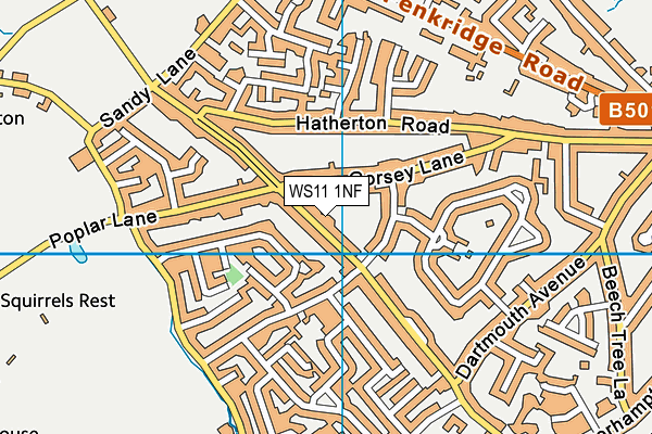 WS11 1NF map - OS VectorMap District (Ordnance Survey)