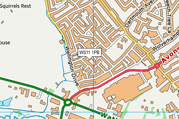 WS11 1PB map - OS VectorMap District (Ordnance Survey)