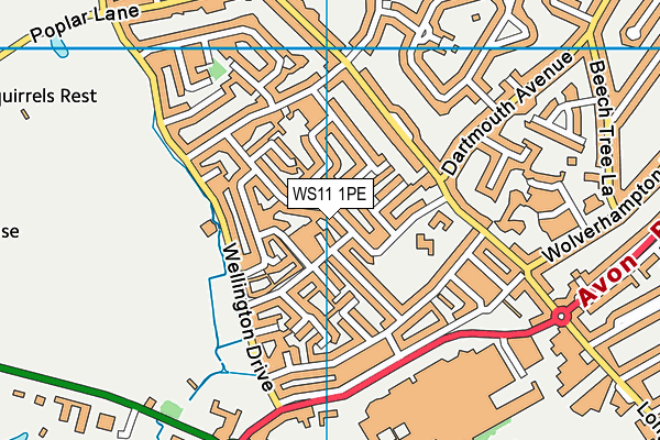 WS11 1PE map - OS VectorMap District (Ordnance Survey)