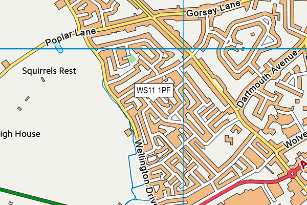 WS11 1PF map - OS VectorMap District (Ordnance Survey)