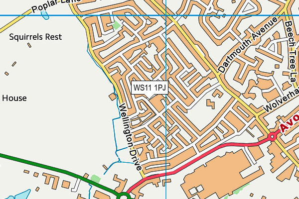 WS11 1PJ map - OS VectorMap District (Ordnance Survey)