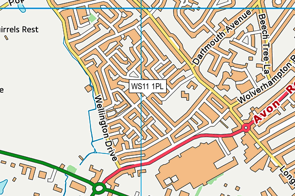 WS11 1PL map - OS VectorMap District (Ordnance Survey)