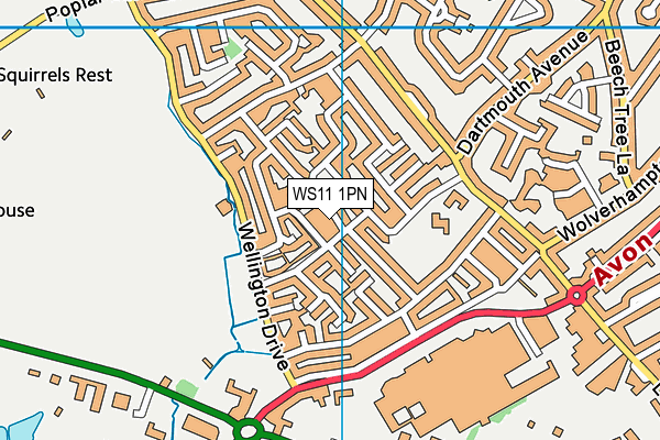 WS11 1PN map - OS VectorMap District (Ordnance Survey)