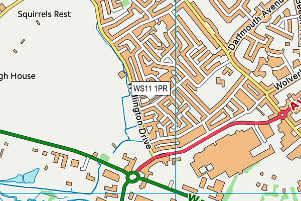 WS11 1PR map - OS VectorMap District (Ordnance Survey)