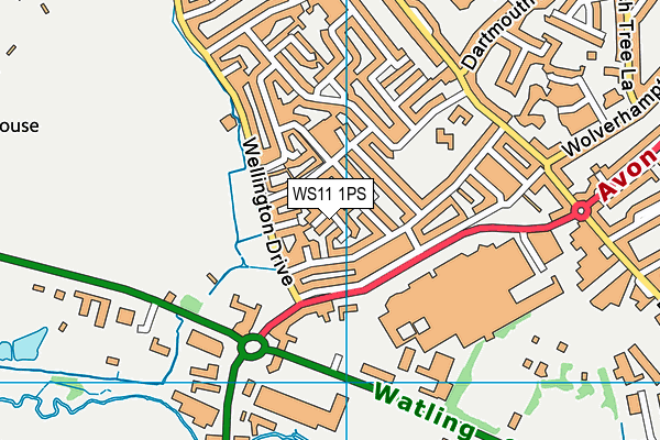 WS11 1PS map - OS VectorMap District (Ordnance Survey)